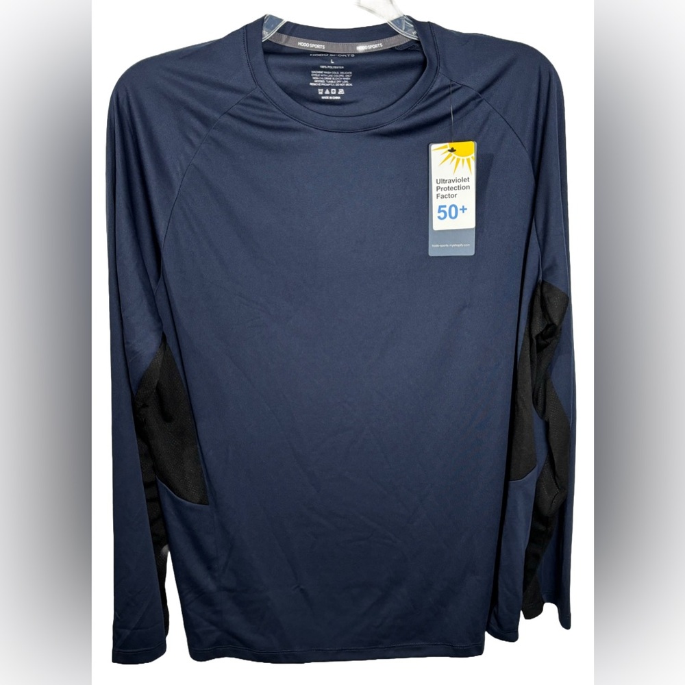 NWT Hodo Sports L Dark Blue & Black Long Sleeve UV Protection Top